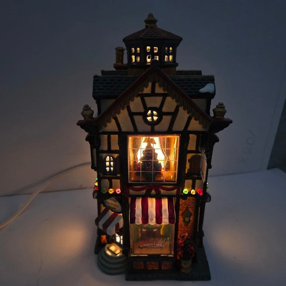 Lemax Yuletide Treasures Shoppe Shop Christmas Village Lit Members Club Box Read